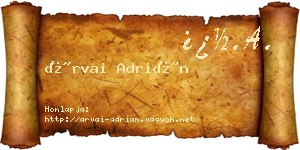 Árvai Adrián névjegykártya