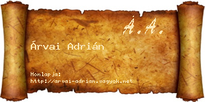 Árvai Adrián névjegykártya